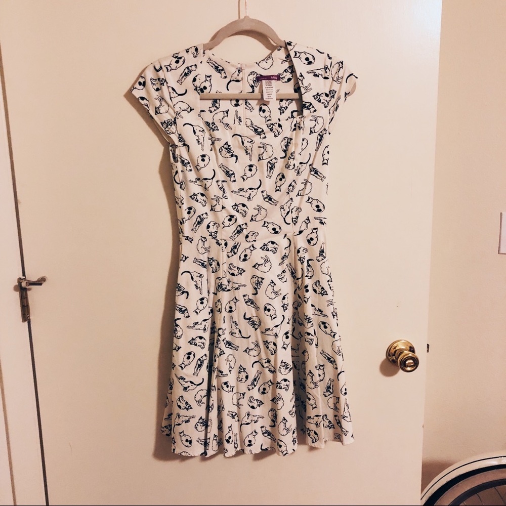 IXIA S cat print retro dress with pockets